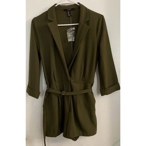 NWOT Forever21 Olive Green Romper Blazer